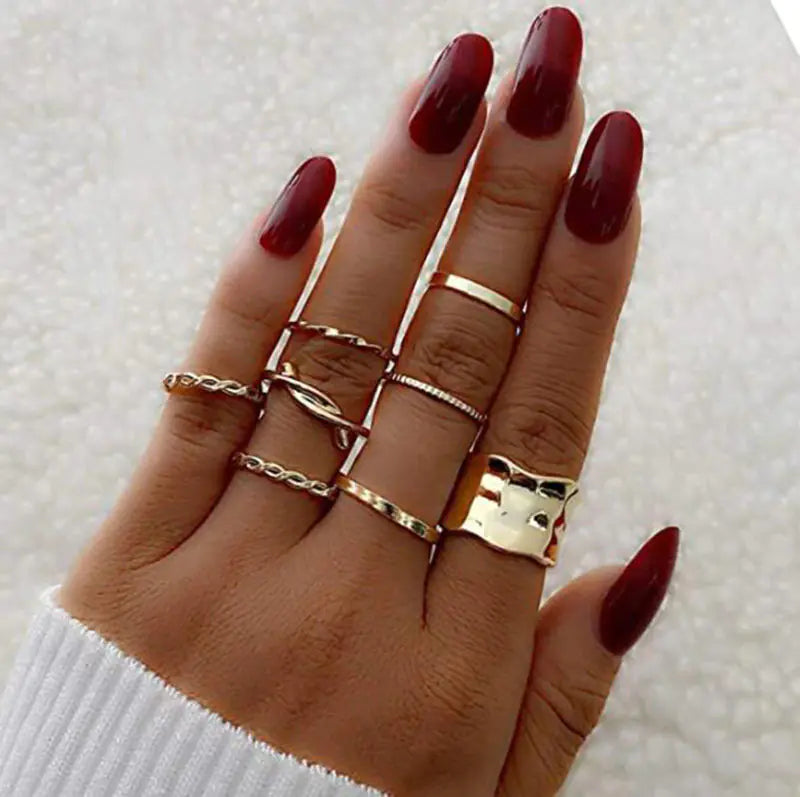 5-Piece Black Joint Snake Ring Set for Fingers