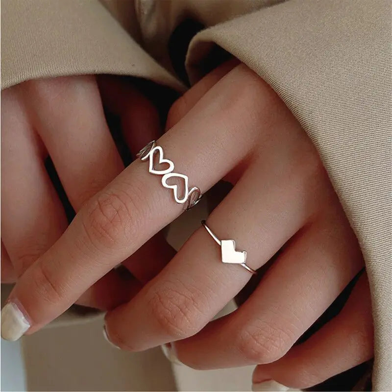 5-Piece Black Joint Snake Ring Set for Fingers
